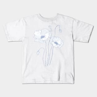 2 poppies line drawing Kids T-Shirt